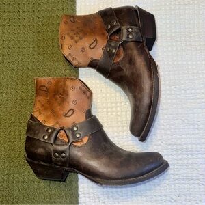 J.B. Dillon Western Style Leather Ankle Boots
